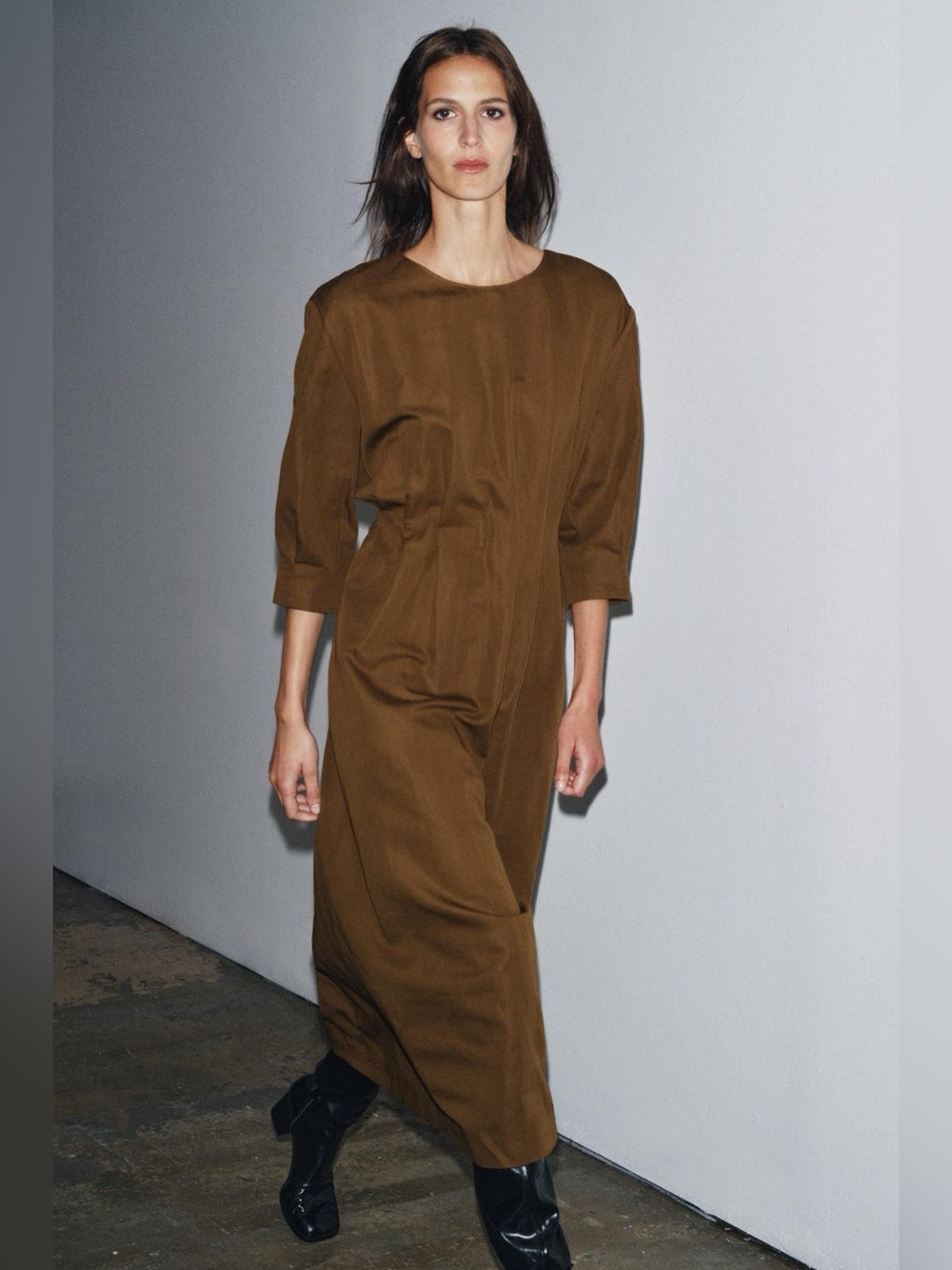 Zara Tan-Brown Midi Dress - Picture 8 of 13
